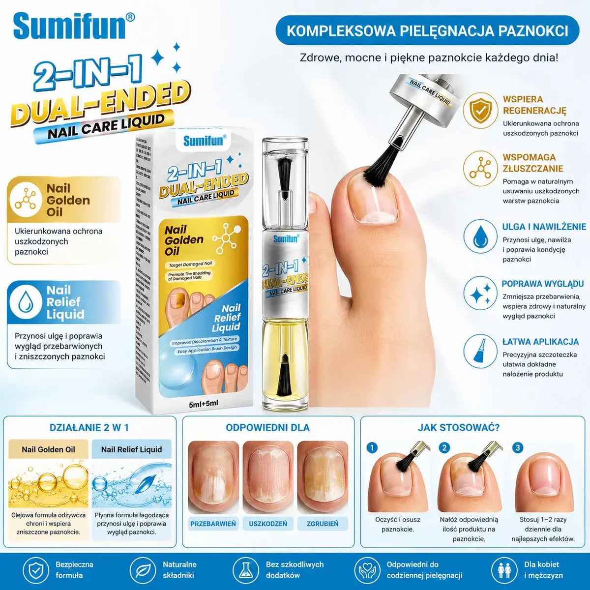 Sumifun 2-IN-1 Dual-Ended Nail Care Liquid do pielęgnacji paznokci