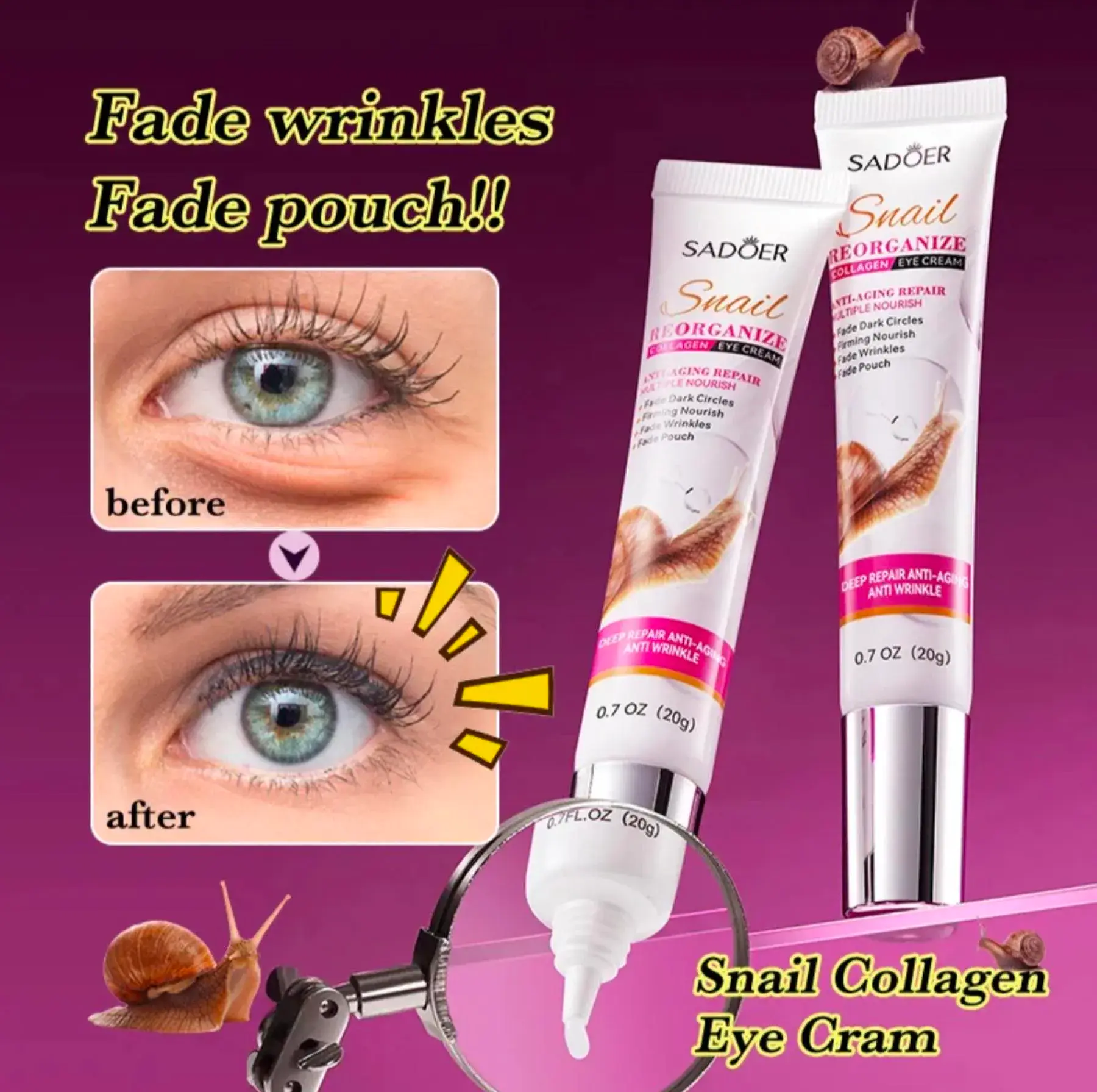 Krem pod oczy SADOER Snail Collagen 7g