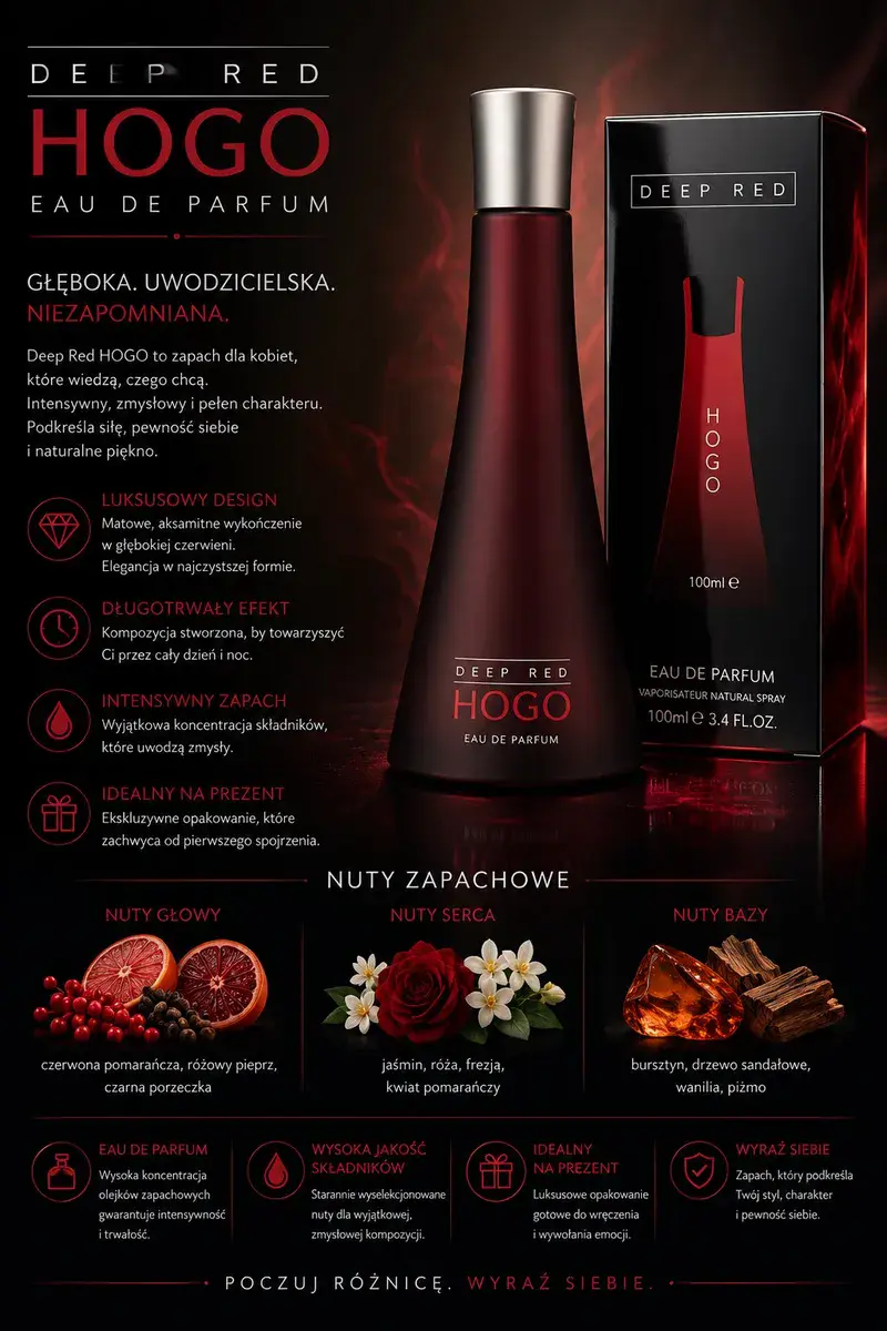 Deep Red HOGO Eau de Parfum 100ml intensywny zapach damski