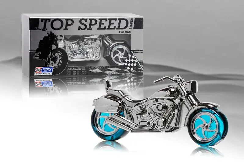 Top Speed Silver Perfumowany Motocykl z Niebieskimi Kołami 50 ml