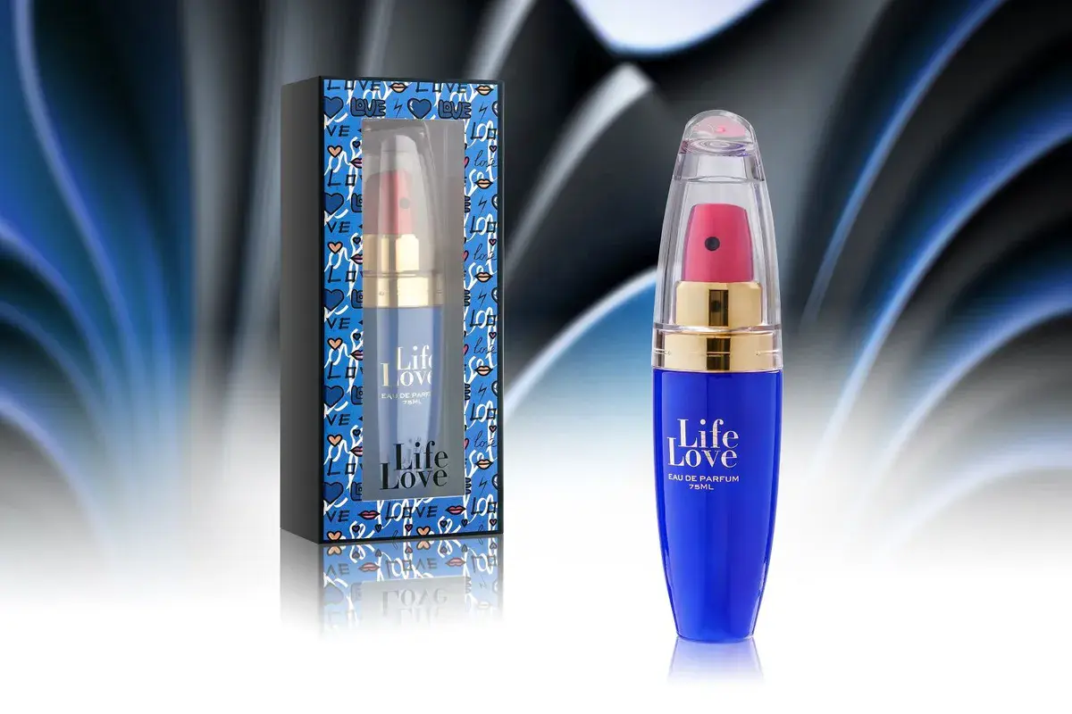Life Love Eau de Parfum 75ml niebieski flakon z różowym atomizerem