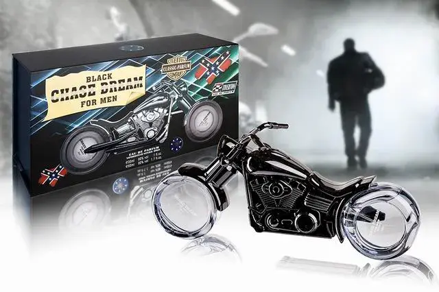 Black Chase Bikers Classic Parfum męski flakon motocykl czarny