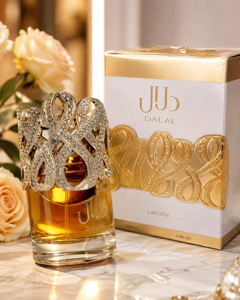 Perfumy Lattafa Dalal 100ml z ozdobną złotą nakładką