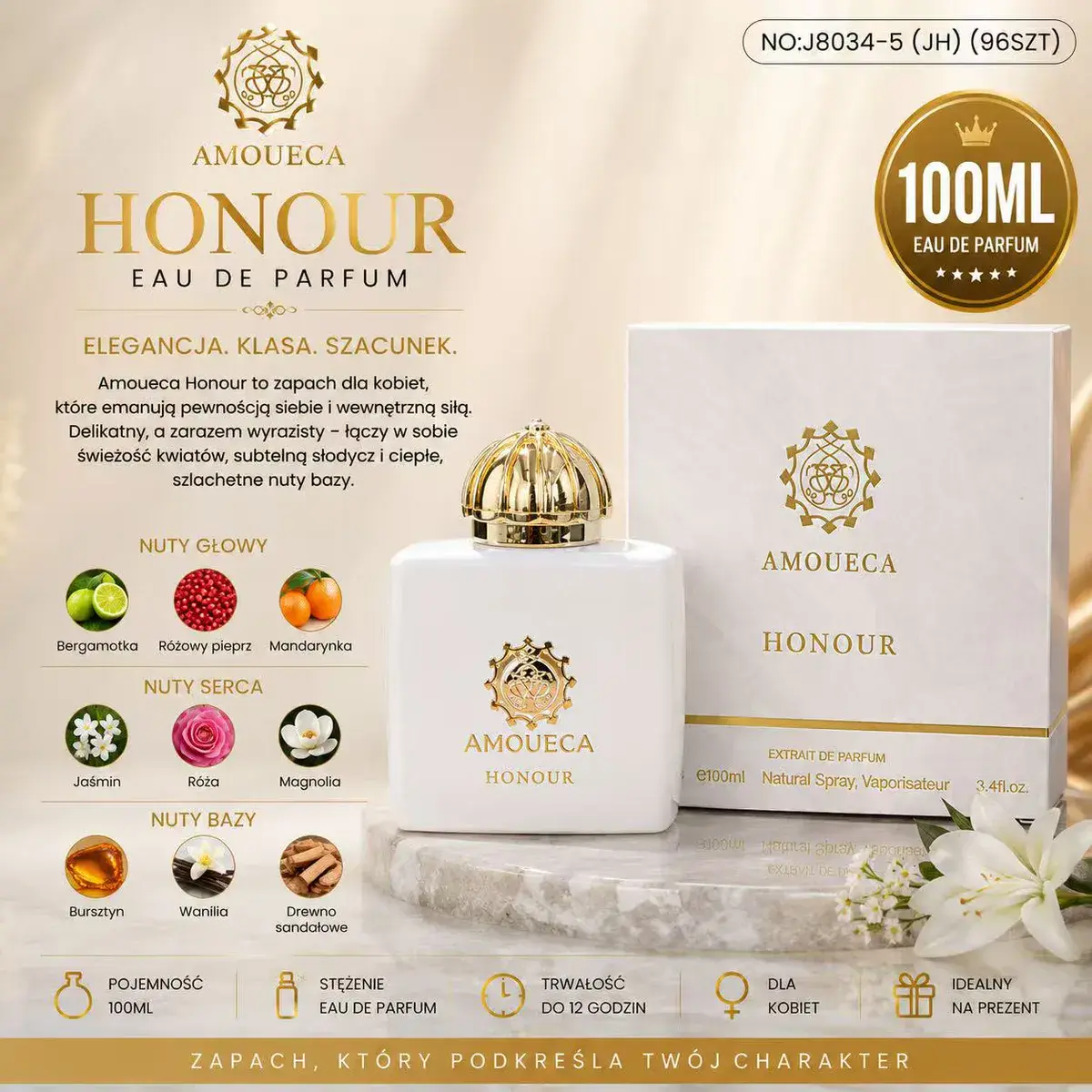 Amoueca Honour Perfumy Damskie 100ml Elegancki Zapach