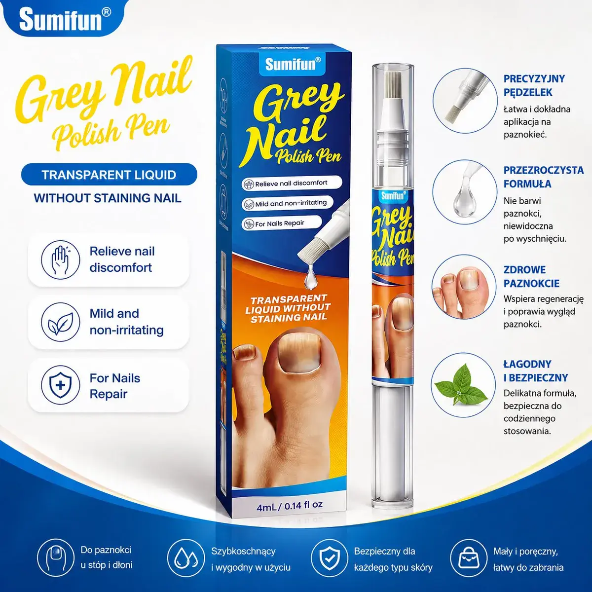 Długopis do pielęgnacji paznokci Grey Nail transparent 4ml