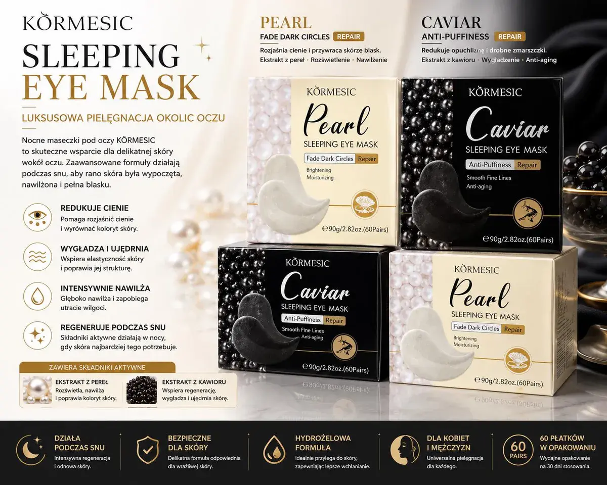 Körmesic Pearl i Caviar hydrożelowe maseczki pod oczy 60 par