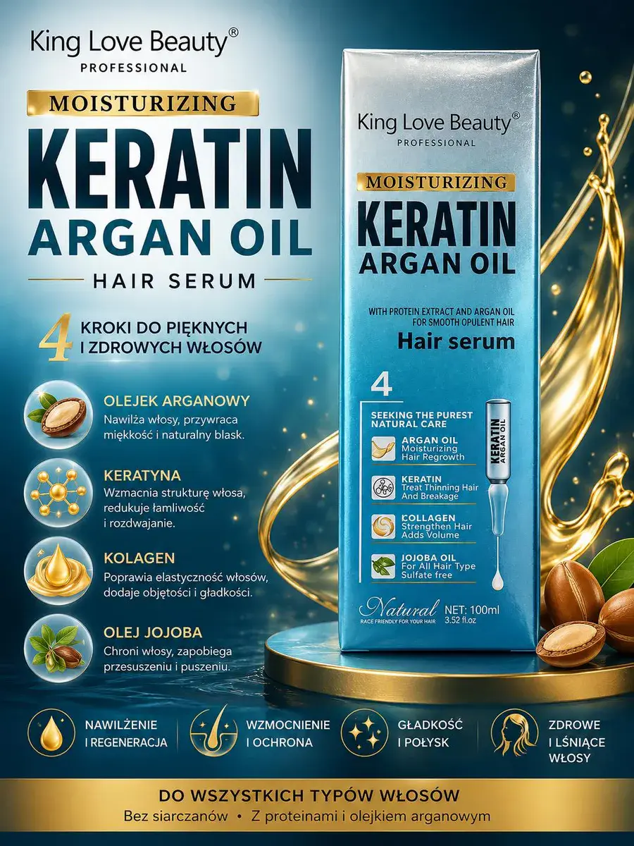 King Love Beauty Serum do włosów Keratyna i Olejek Arganowy 100ml