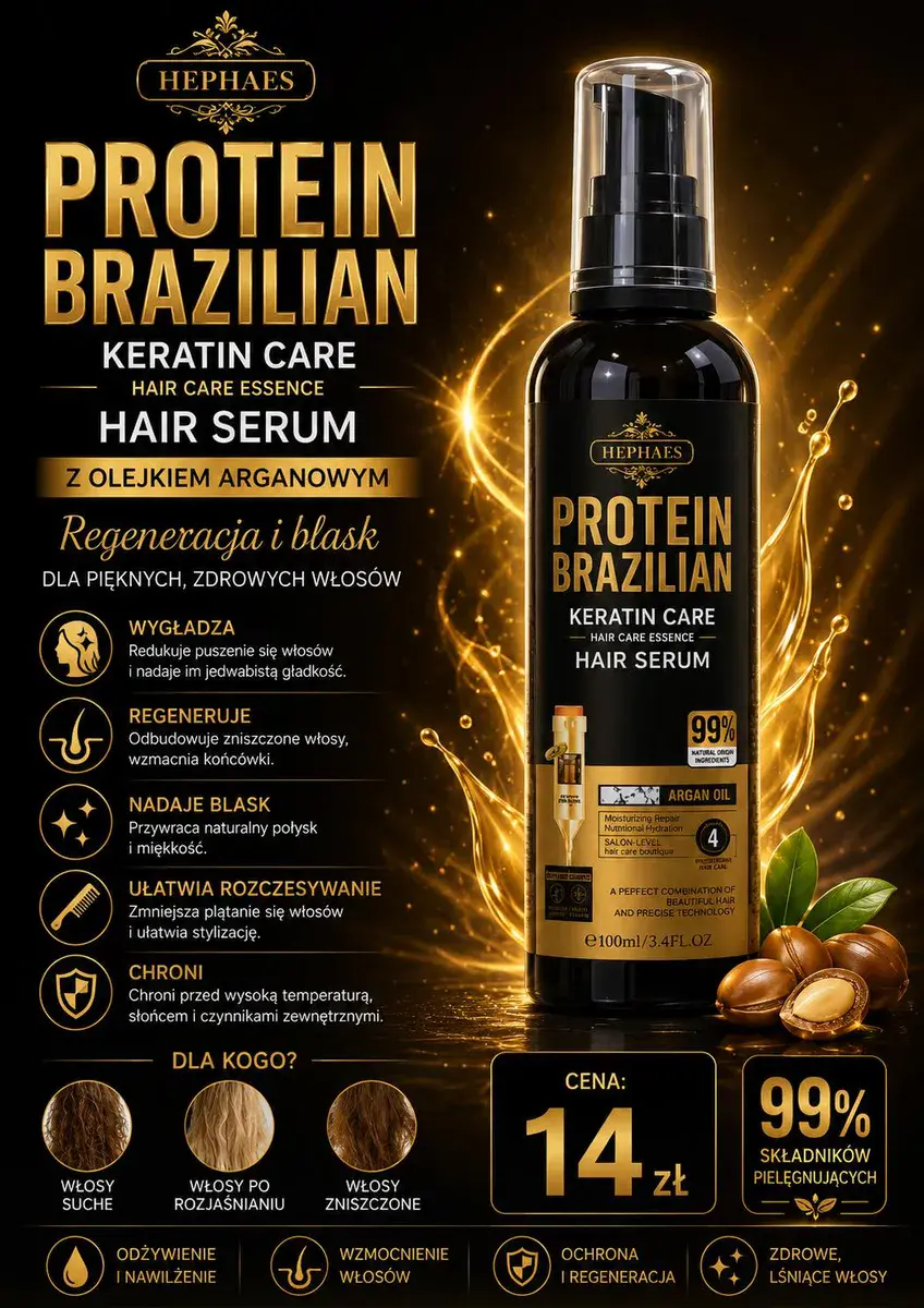 Protein Brazilian Keratin Care serum do włosów z olejkiem arganowym 100ml