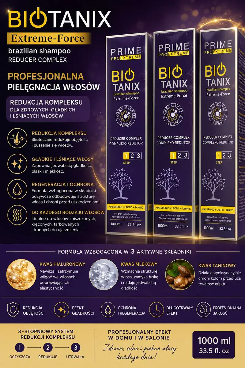 Biotanix Extreme-Force szampon brazylijski 1000 ml do włosów zniszczonych