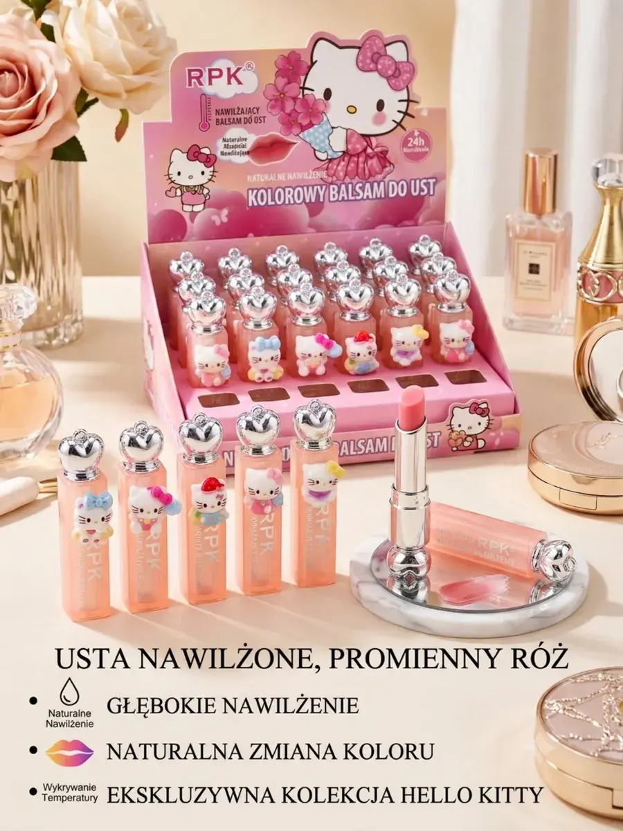 Kolorowy balsam do ust RPK Hello Kitty z naturalną zmianą koloru