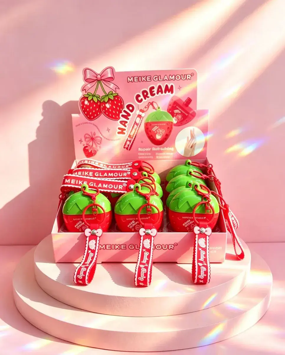MEIKE GLAMOUR krem do rąk truskawkowy z brelokiem 30g