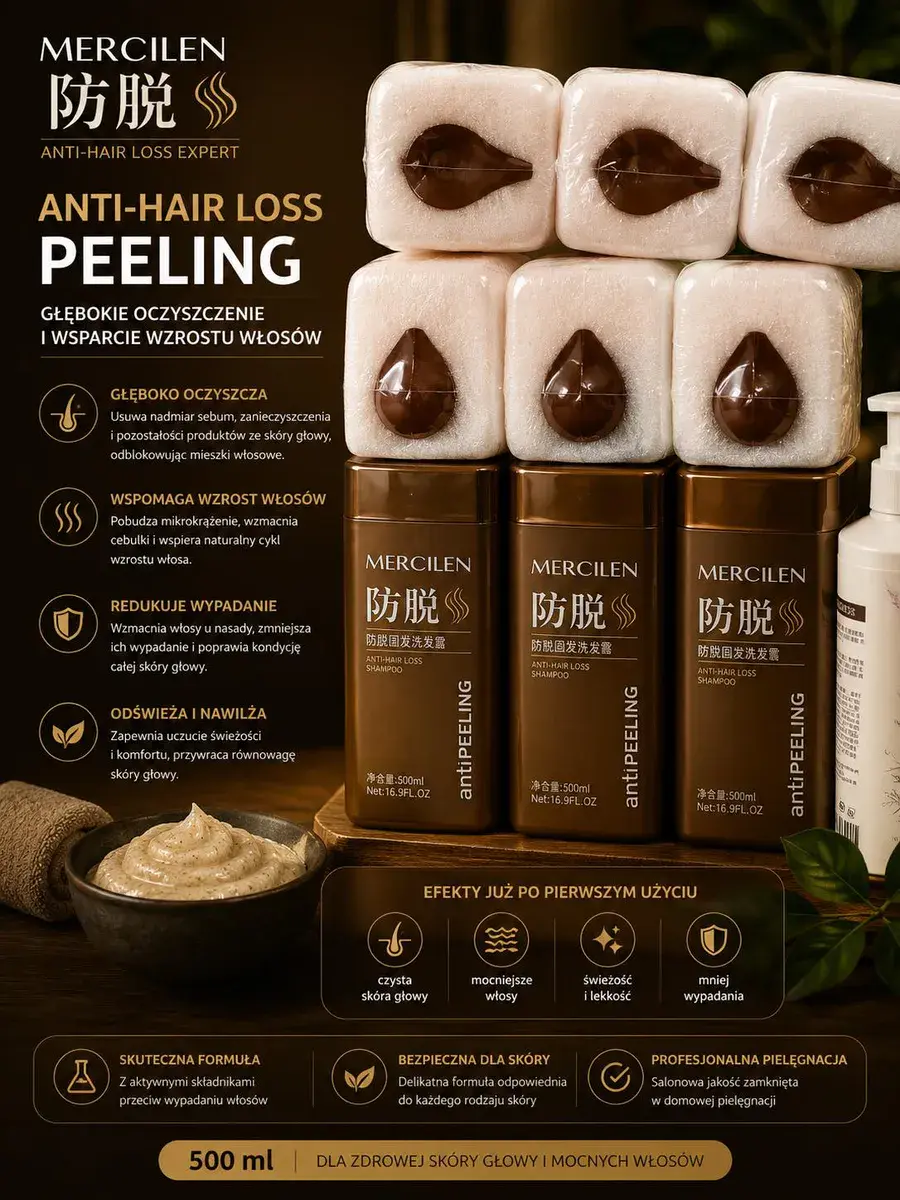 Mercilen Anti-Hair Loss Peeling szampon 500 ml do włosów