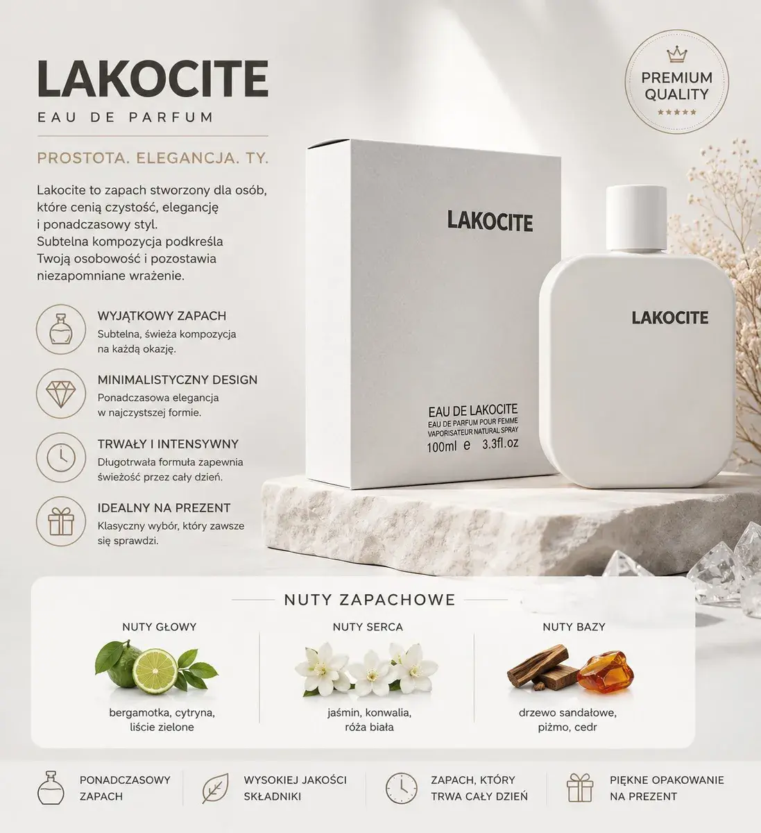 Lakocite Perfumy 100ml z nutami bergamotki i drzewa sandałowego