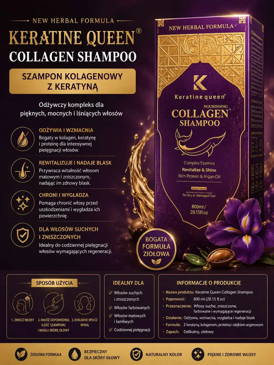 Keratine Queen Szampon Kolagenowy z Keratyną 800 ml