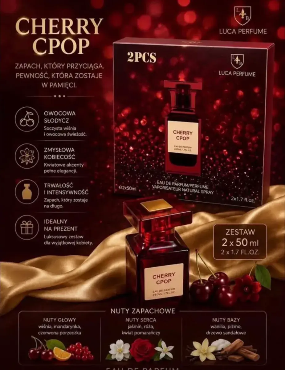 Cherry Cpop zestaw perfum 2 x 50 ml o owocowo-kwiatowym zapachu