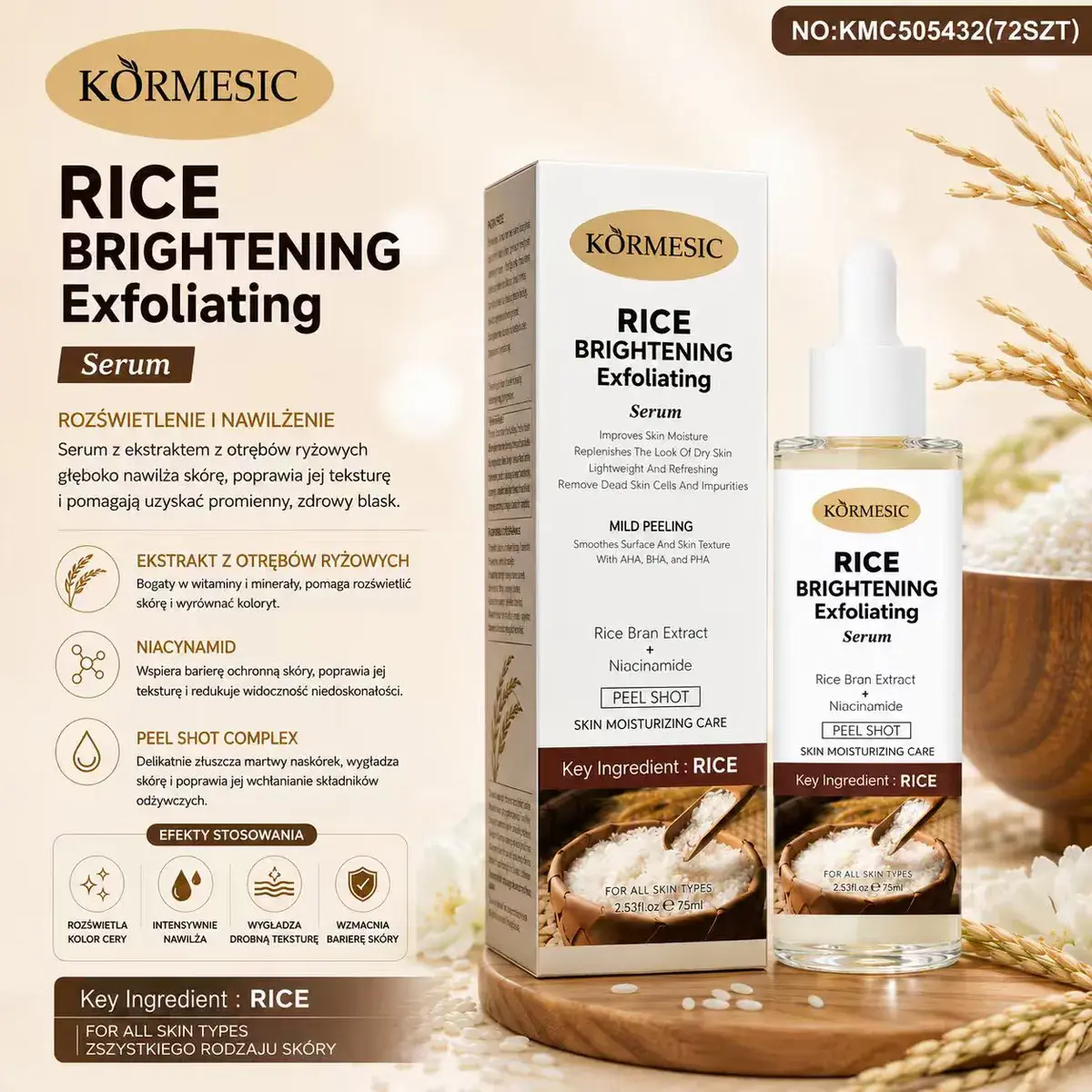 Körmesic Rice Brightening Exfoliating Serum 75ml rozświetlające i nawilżające