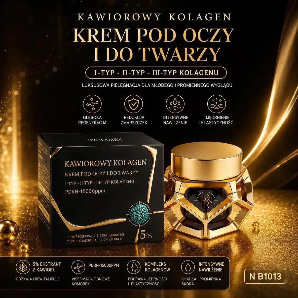 BROLAMEN Kawiorowy Kolagen Krem pod Oczy i do Twarzy 5% ekstraktu