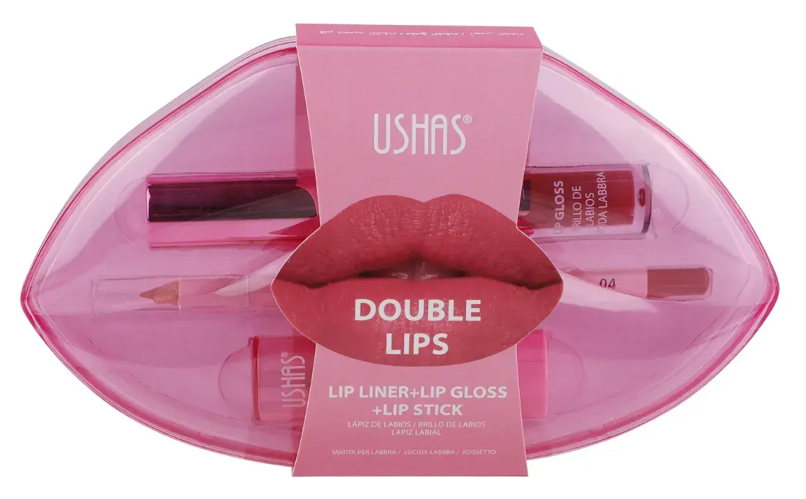 USHAS Zestaw do ust Double Lips różowy komplet 3 elementy