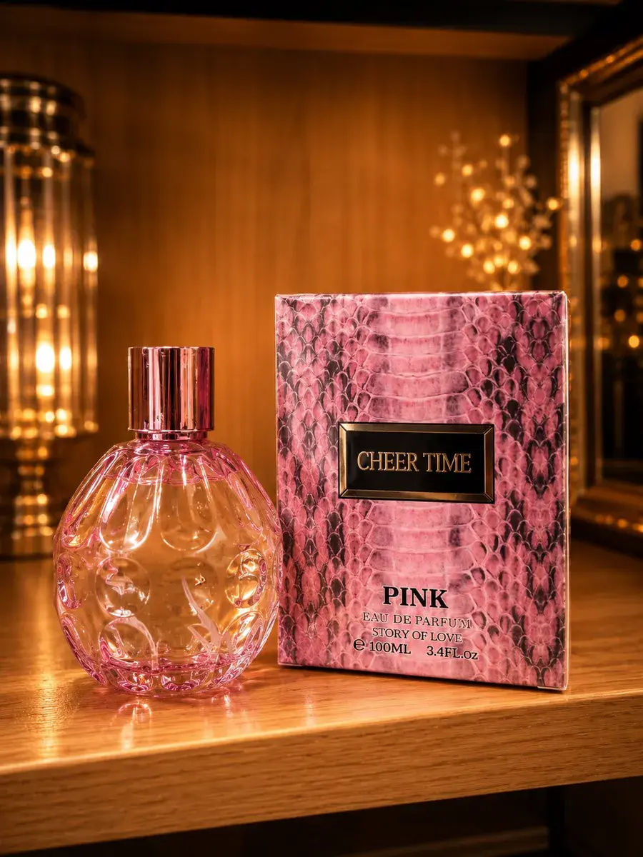 Perfumy Cheer Time Pink 100ml Eau de Parfum z różowym flakonem