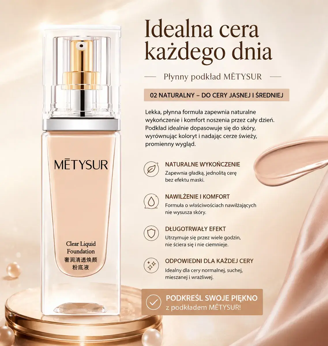 MËTYSUR Clear Liquid Foundation podkład naturalny odcień 02