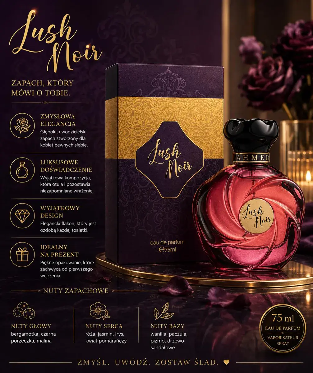 Lush Noir Perfumy 75ml Elegancki Flakon Czerwony