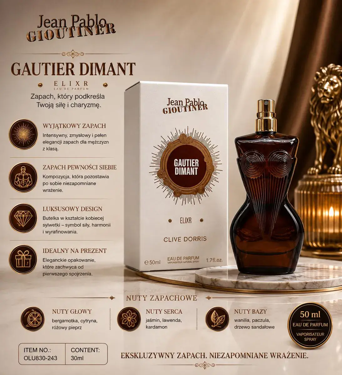 Perfumy Gautier Dimant Elixr 50ml z luksusowym designem
