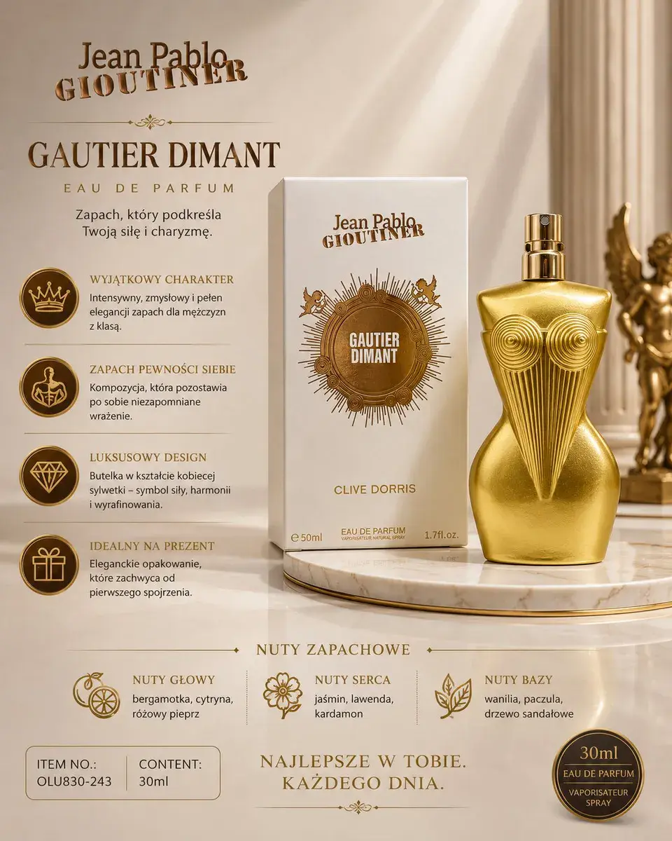 Jean Pablo Gioutiner Gautier Dimant Perfumy 30ml Złota Butelka