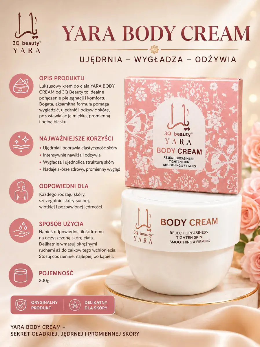 YARA BODY CREAM krem do ciała 200g nawilżający i ujędrniający