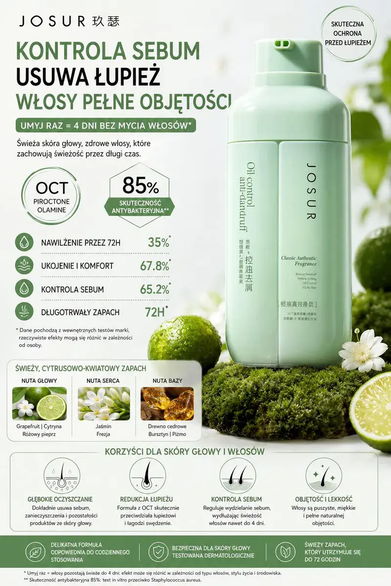Josur Żel pod prysznic z kontrolą sebum i zapachem cytrusowo-kwiatowym