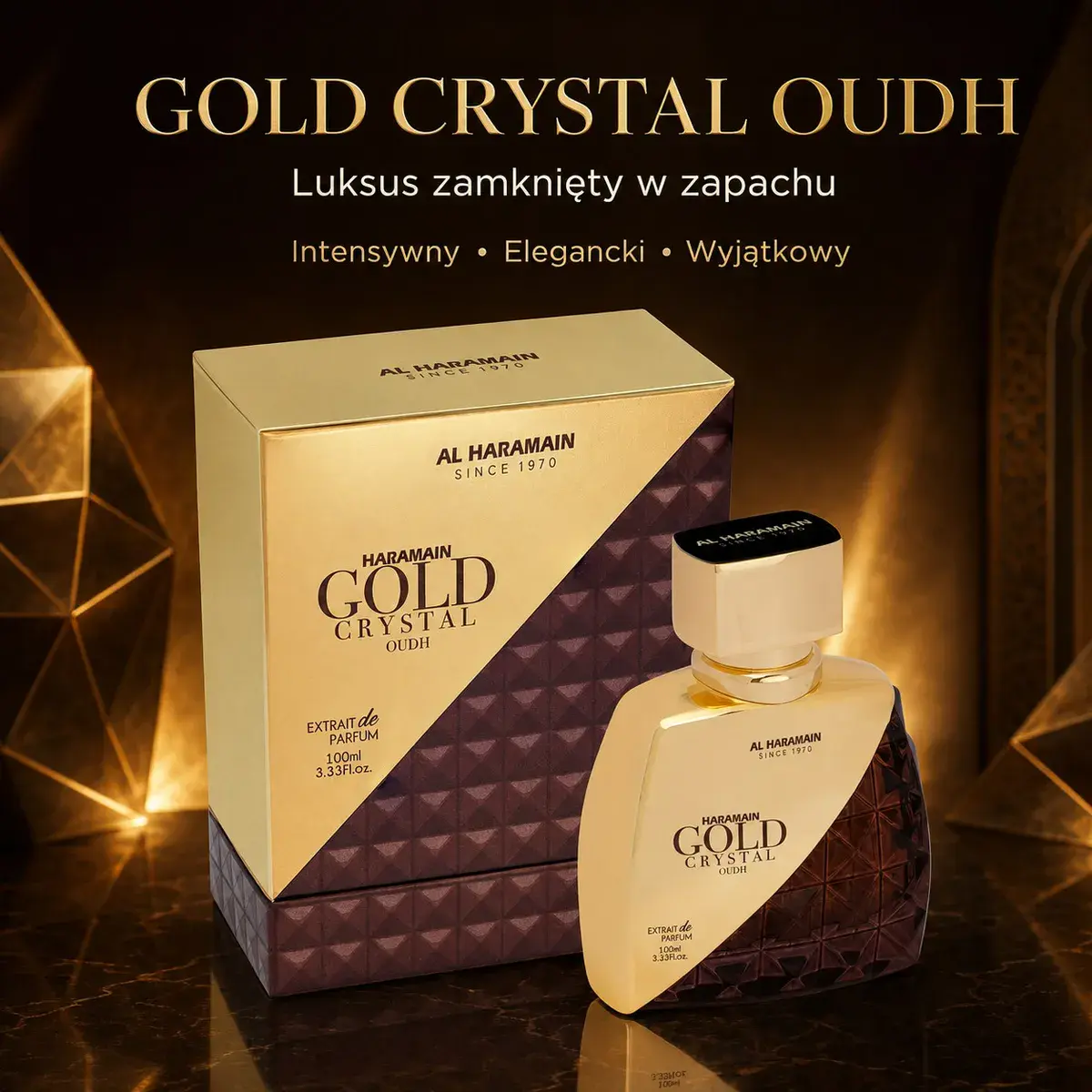 Al Haramain Gold Crystal Oudh Perfumy 100 ml intensywny zapach
