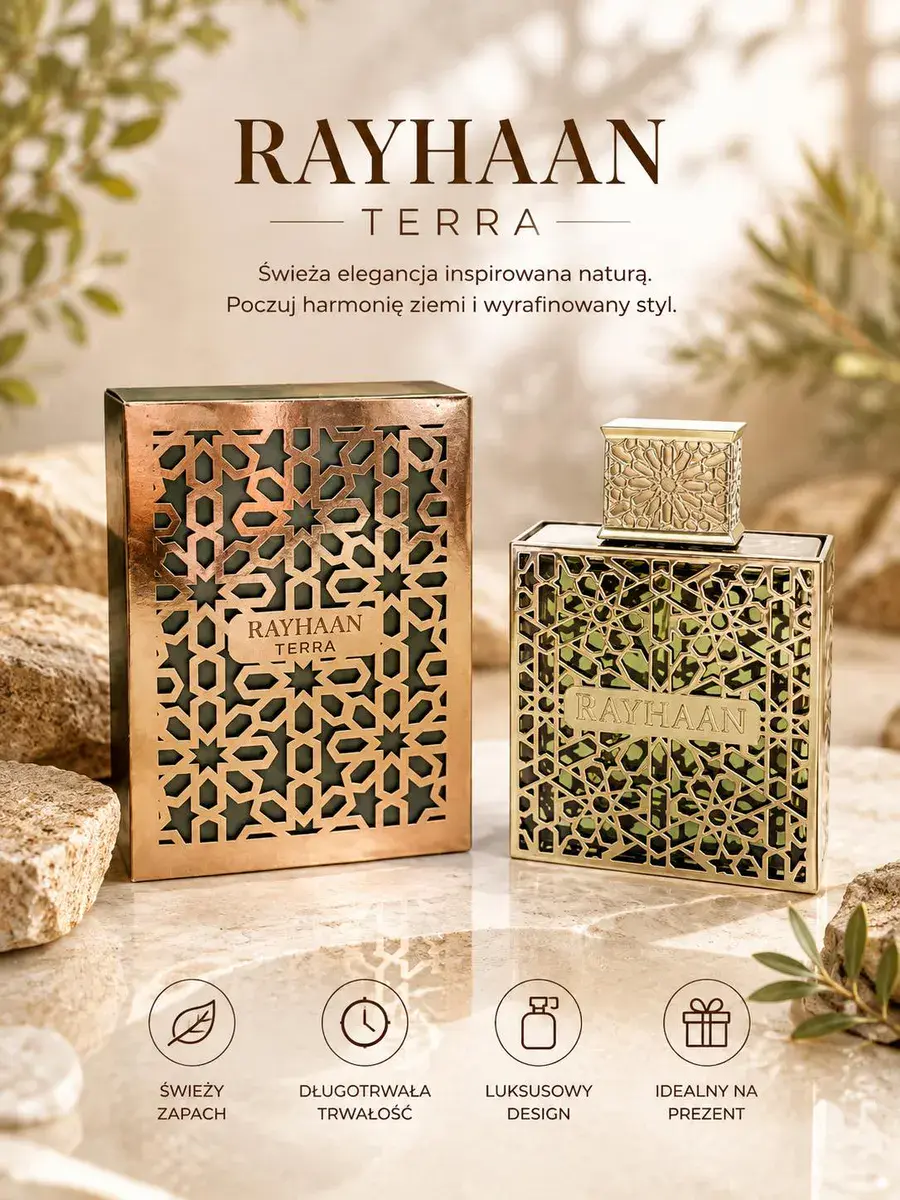 Rayhaan Terra Perfum 100ml luksusowy zapach z eleganckim flakonem