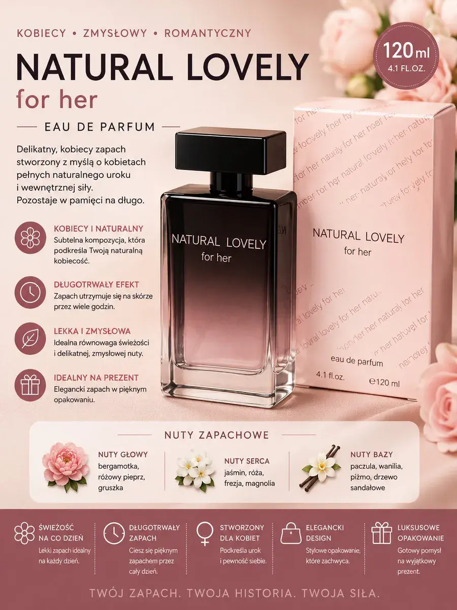 Natural Lovely for her 120ml delikatny zapach damski