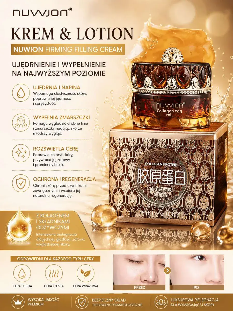 NUWJON Collagen Egg Roll Krem z kolagenem do twarzy i ciała