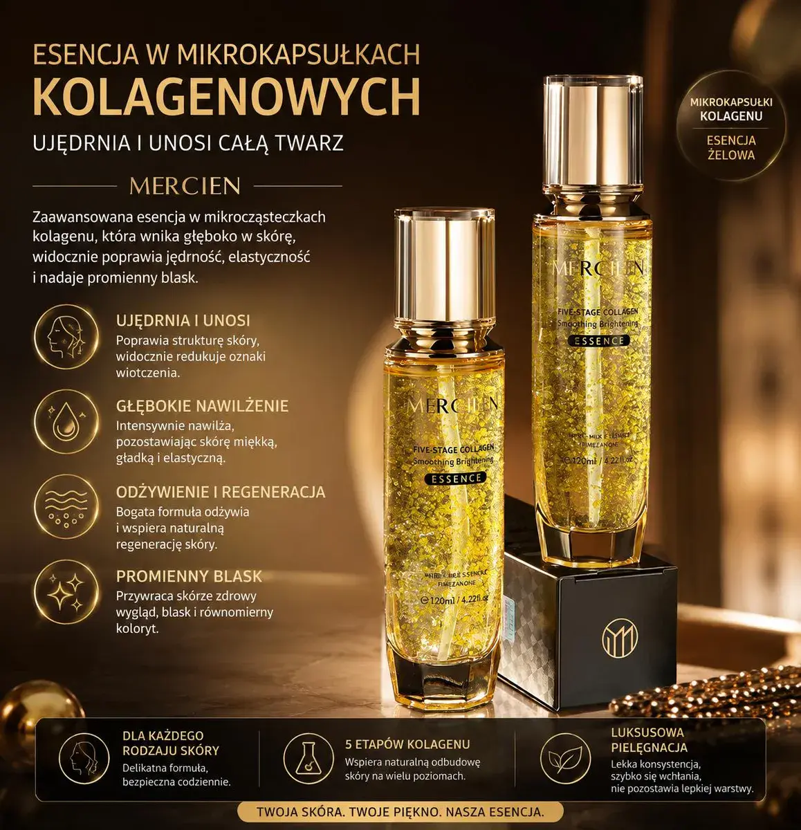 MERCIEN Five-Stage Collagen Essence esencja kolagenowa 120ml złota