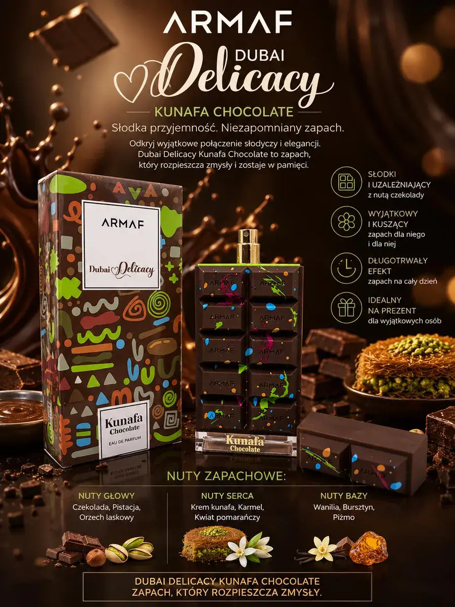 Armaf Dubai Delicacy Kunafa Chocolate Perfumy 100ml z nutą czekolady
