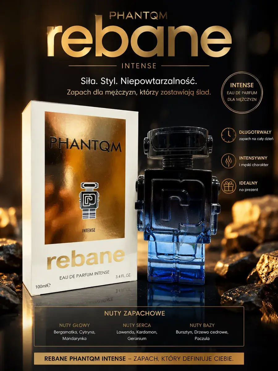 rebane PHANTQM Intense Perfumy Męskie 100ml Długotrwały Zapach