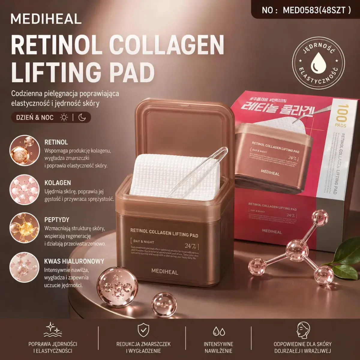 MEDIHEAL Retinol Collagen Lifting Pad płatki do twarzy 100 szt
