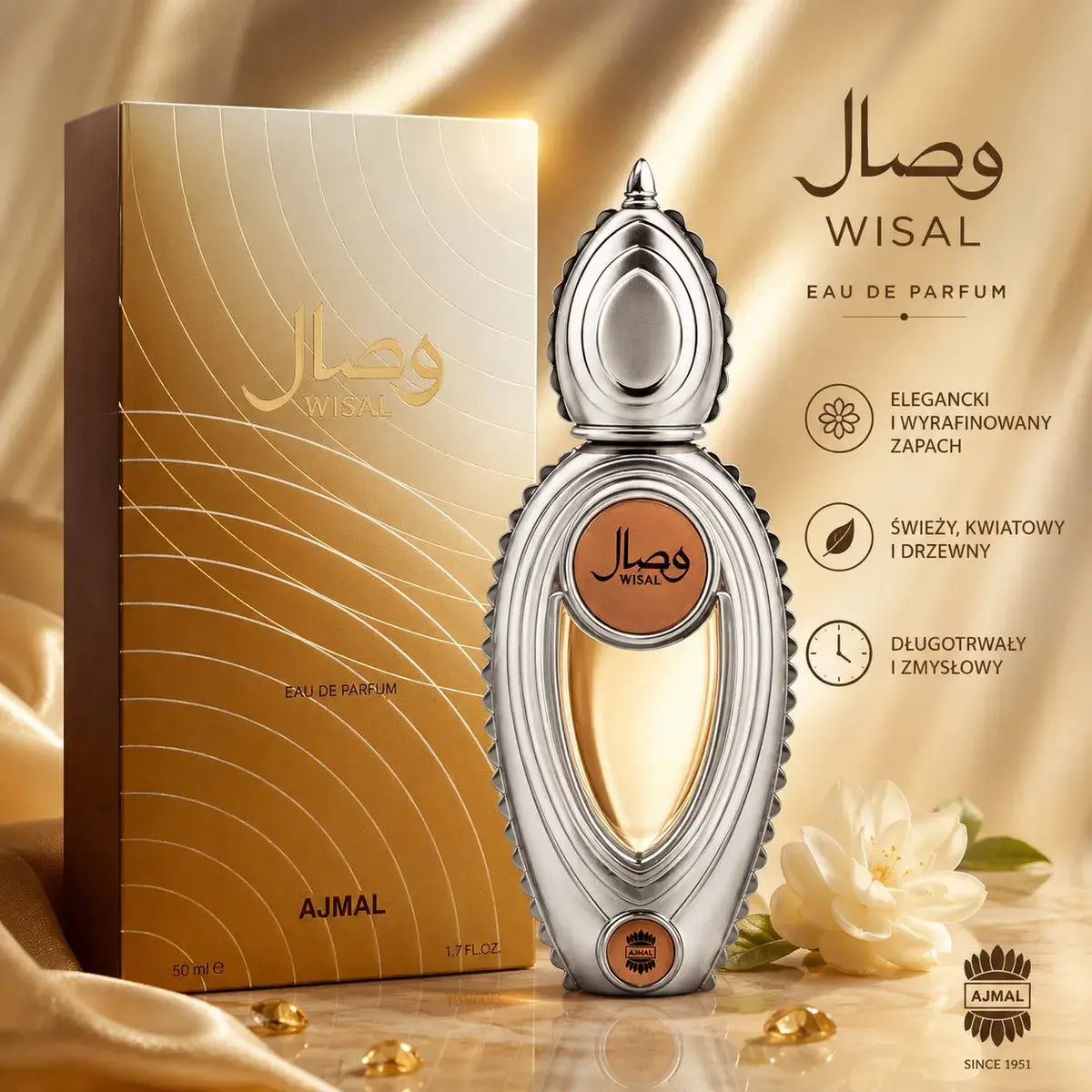 Perfumy Wisal 50ml Ajmal elegancki zapach kwiatowo-drzewny