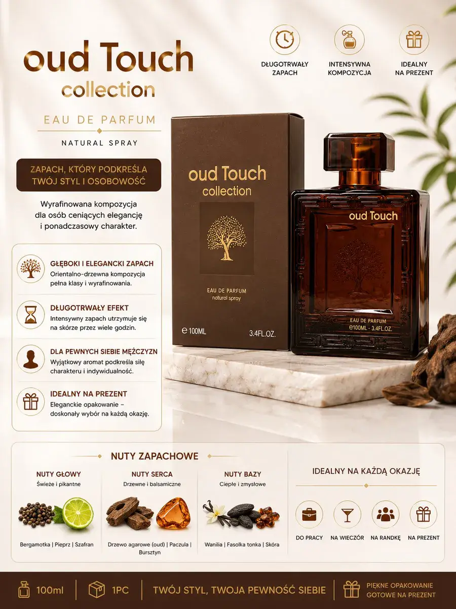 Perfumy Oud Touch Collection 100ml z orientalno-drzewnym zapachem