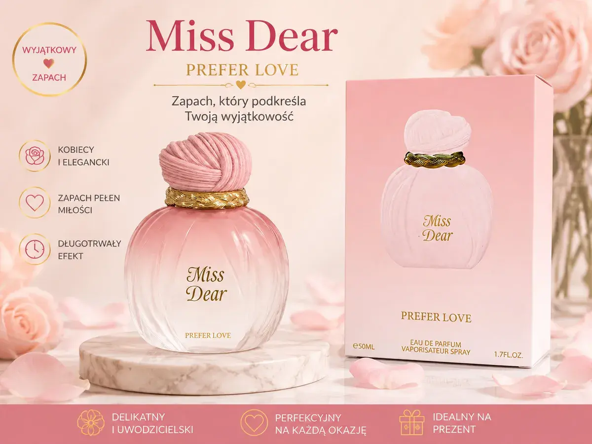 Miss Dear Prefer Love Perfumy 50ml z różowym korkiem