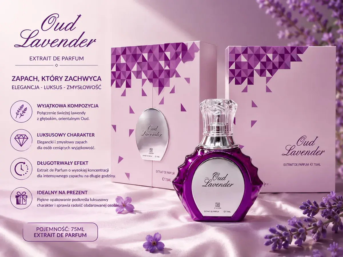 Perfumy Oud Lavender 75ml z luksusowym zapachem lawendy i oudu