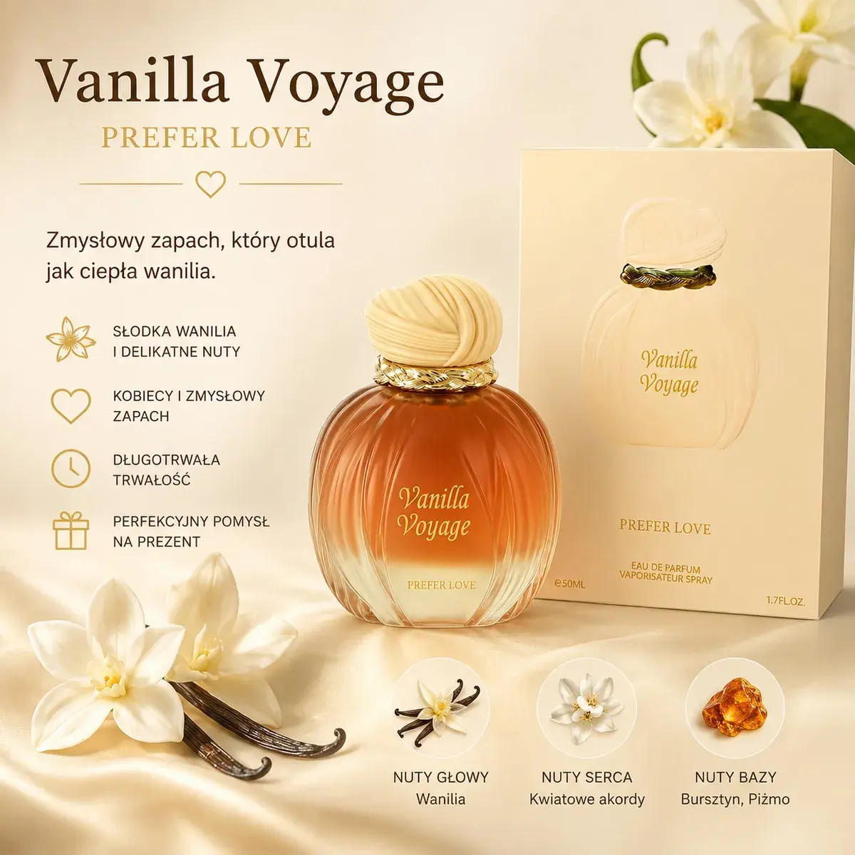 Perfumy Vanilla Voyage Prefer Love 50ml z nutą wanilii