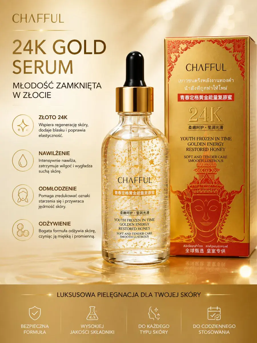 Chafful 24K Gold Serum z Złotem 24K do Pielęgnacji Skóry