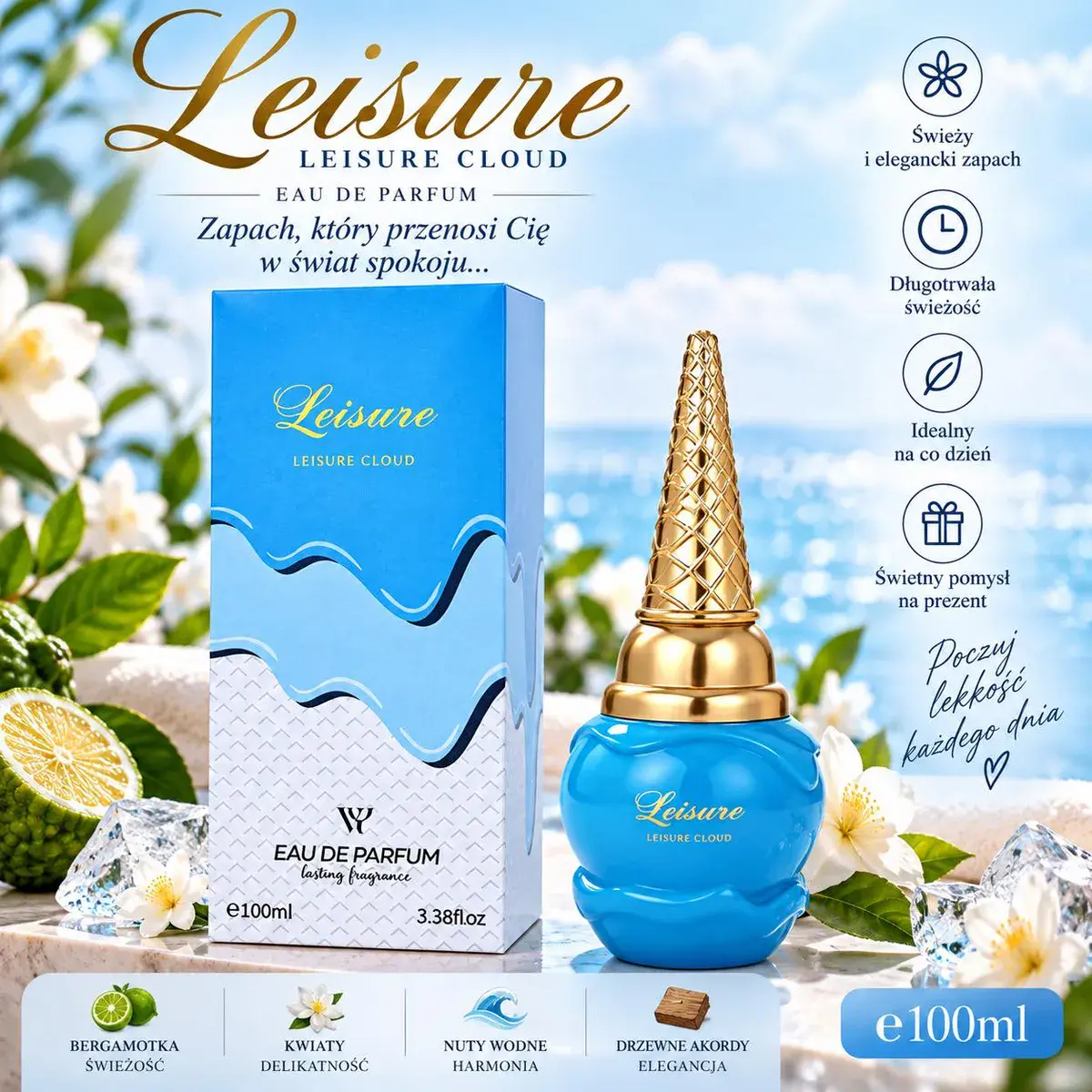 Leisure Leisure Cloud Perfumy 100ml Świeży Zapach Wodny