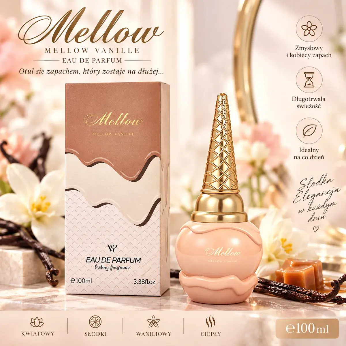 Perfumy Mellow Vanille 100ml z nutą wanilii i kwiatów
