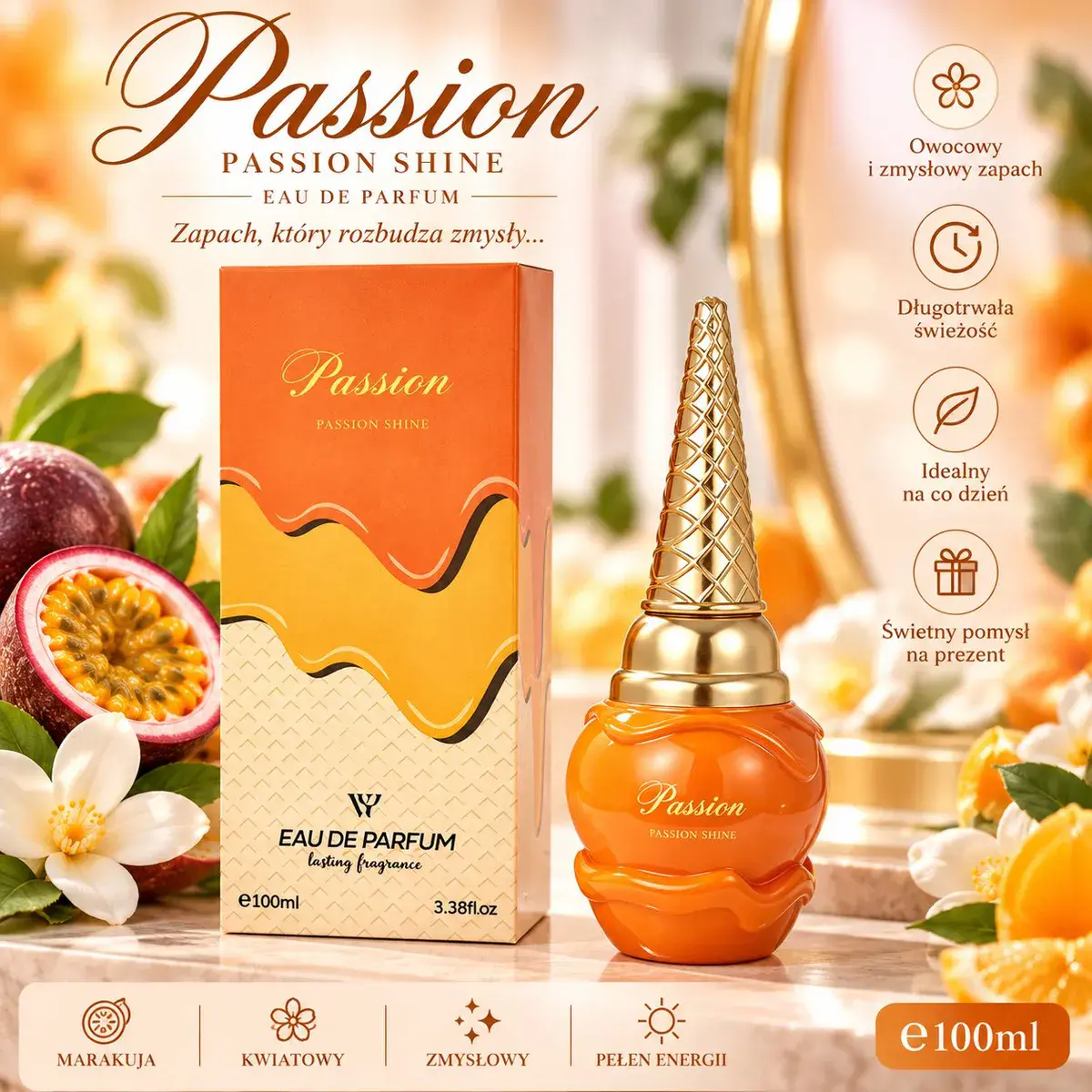 Perfumy Passion Shine 100ml o owocowo-kwiatowym zapachu