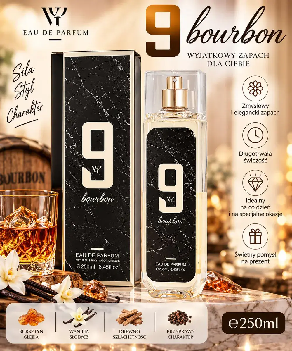 Perfumy 9 Bourbon 250ml zmysłowy zapach długotrwały