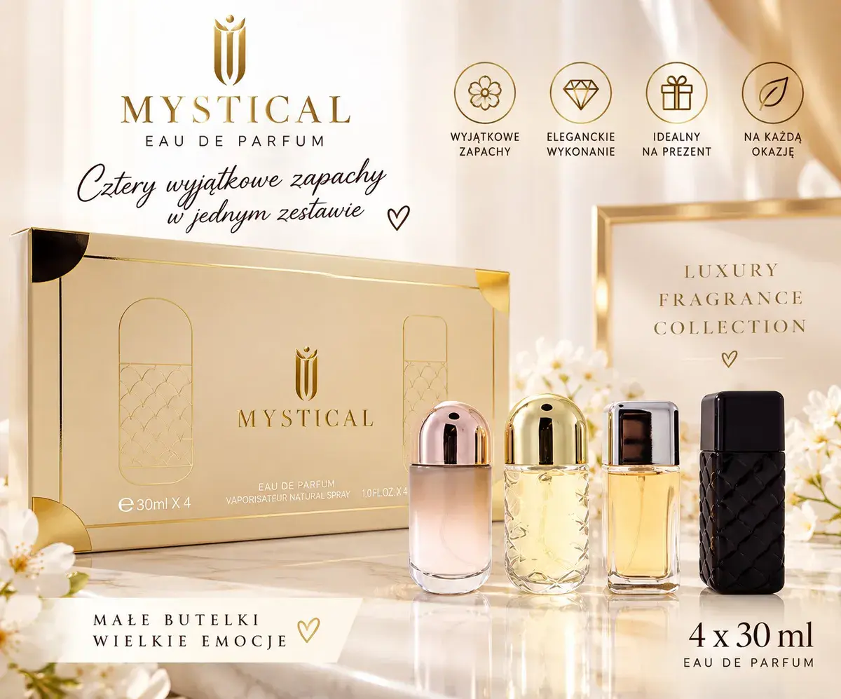 Mystical zestaw perfum 4x30ml luksusowe zapachy w butelkach