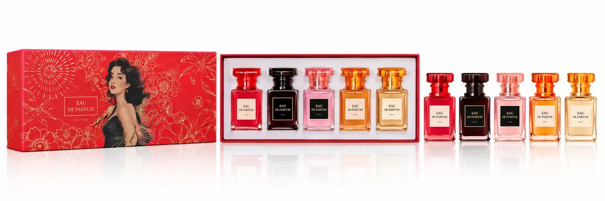 Zestaw perfum 5x25ml w eleganckim czerwonym opakowaniu
