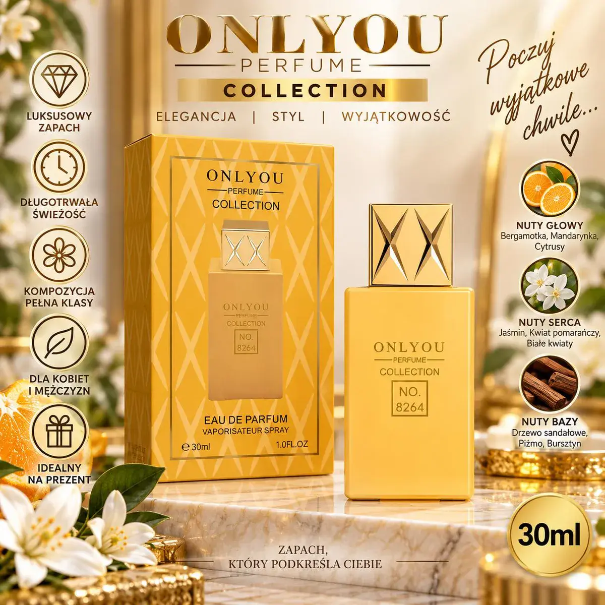 OnlyYou Perfume Collection Perfumy 30ml Żółte Eleganckie